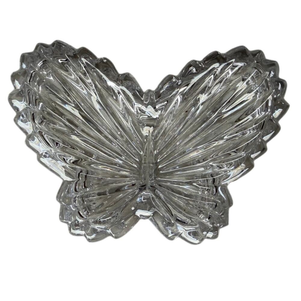 Nachtmann Large Lead Crystal Butterfly Lidded Trinket Dish, Vintage